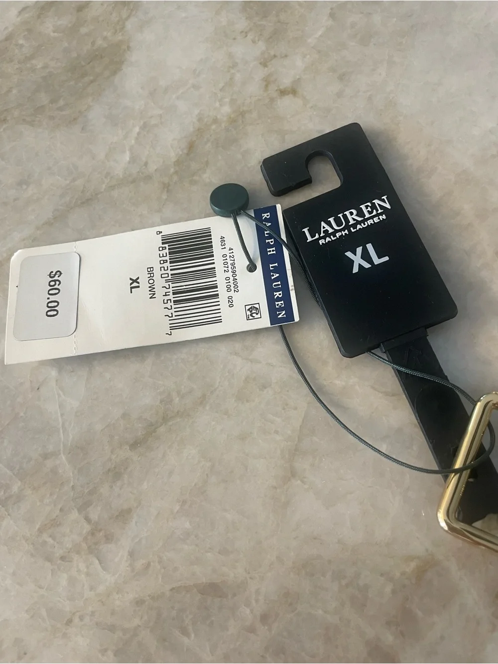 Ralph Lauren Tan Leather Belt with Gold RL Buckle